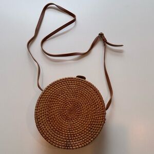 Round Woven Tan Bag